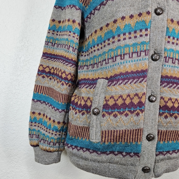 Retford Place Women's wool Button up Cardigan Sweater Turtleneck scandinavian - Picture 3 of 10